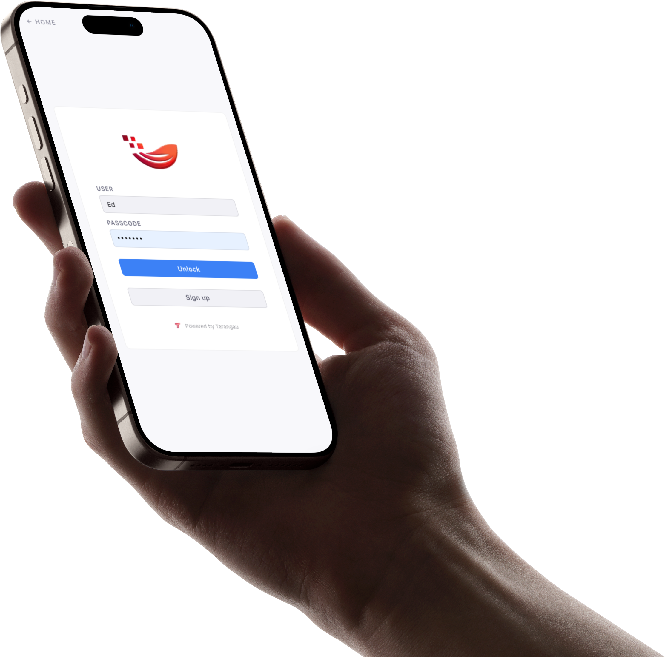 Eyrie secure login portal shown on an iPhone